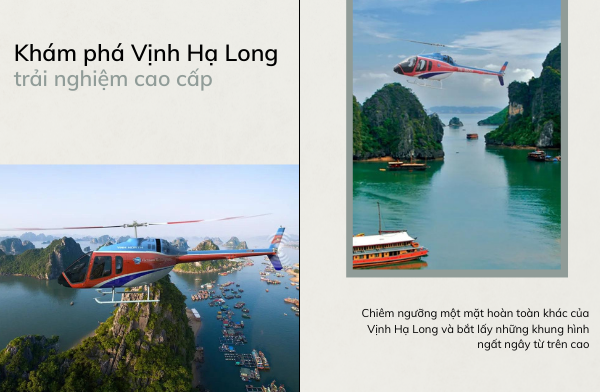 Đại lý tour trực thăng ngắm Vịnh Hạ Long 40 phút siêu đẳng cấp